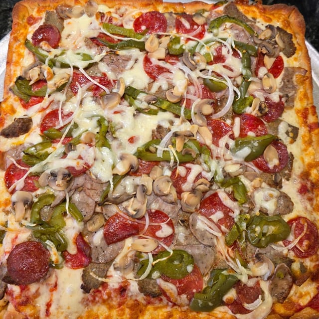Sicilian Everything Pizza.