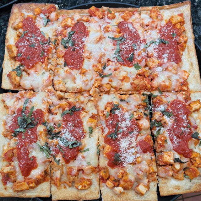 Chicken Parmigiana Pizza.