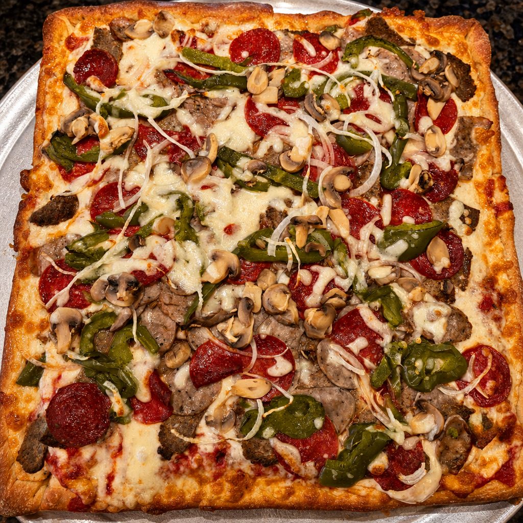 Sicilian Everything Pizza.