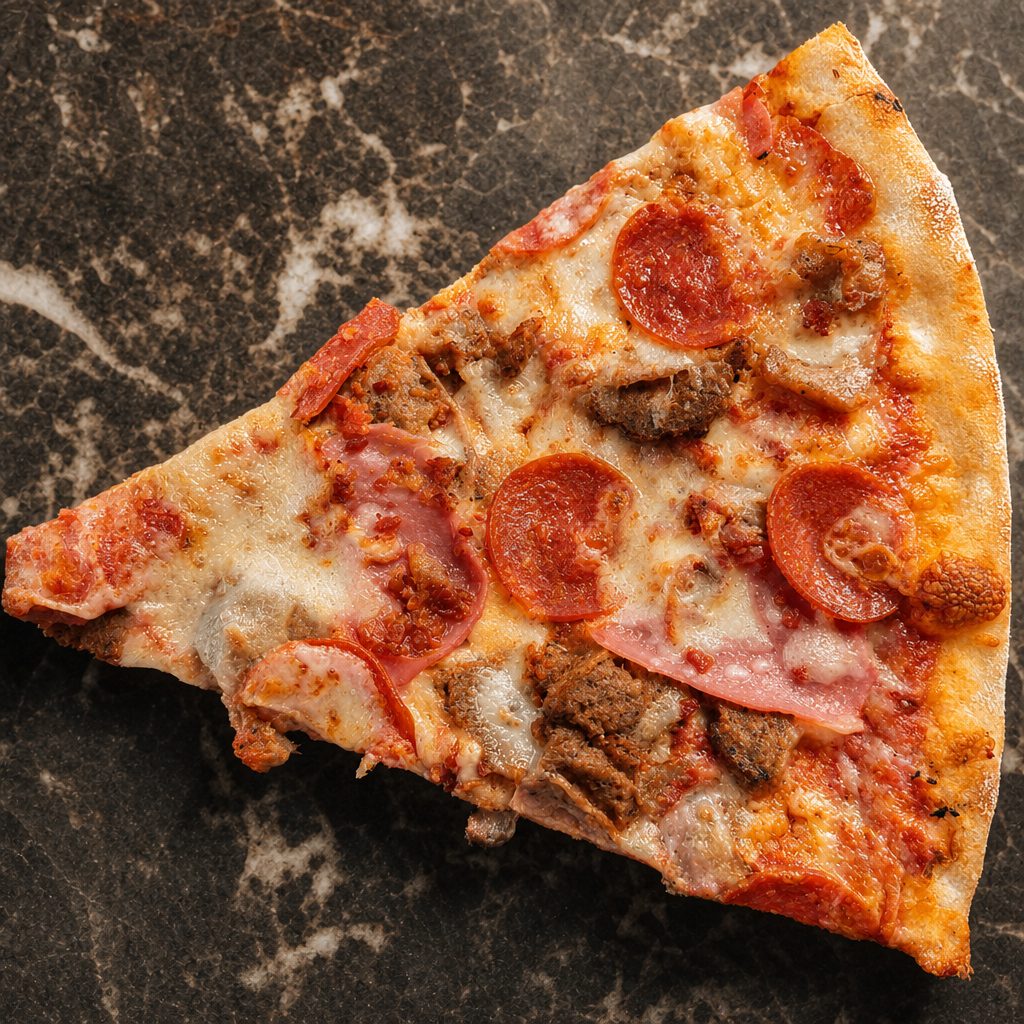Meat Lovers Pizza Slice.